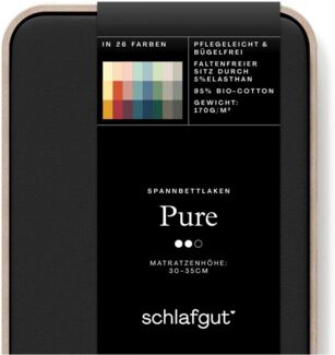 Schlafgut 'Pure' Spannbettlaken, Gummizug: rundum, für Matratzen bis 30cm Höhe, Bio-Baumwolle mit Elasthan, Off-black, XL 180x200 cm - 200x220 cm