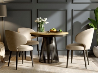 Beautysofa Esstisch Lumi im Loft-Stil, ausziehbar Ø 100–180 cm (hitze- und verfärbung beständig, Metallbeinen), verschiedene Farben