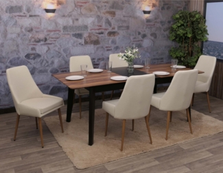 6er-Set Esszimmerstuhl HWC-O27, Küchenstuhl Polsterstuhl Stuhl, Stoff/Textil (280g/m²) Metall ~ beige