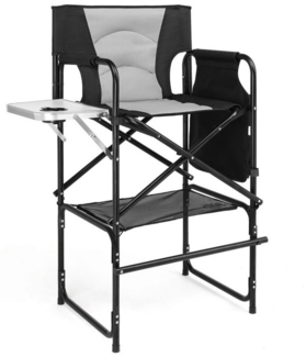 VINGLI Regiestuhl Campingstuhl Faltbar Regiestuhl Klappbar Klappstuhl Hoch für Make-up, 78 CM hoch & 120 kg Tragkraft mit Seitentisch Seitentasche Fußstütze