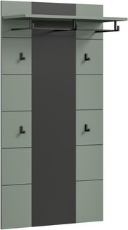 xonox. home - Paneel Canu 80 x 145 x 29 cm in Basalt grau und Smoke Green Nb. - Wandpaneel Wandboard Wandgarderobe Garderobenwand Garderobenpaneel Flurpaneel - zeitlos & praktisch