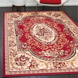 Mazovia Orientteppich Orientalisch Vintage Teppich Kurzflor Wohnzimmerteppich Rot, 80 x 150 cm, Fußbodenheizung