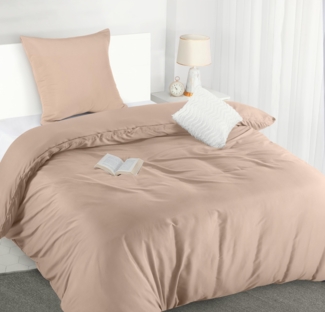 Utopia Bedding Bettwäsche 140x200 Set - Mikrofaser Bettbezug 140x200 cm + 1 Kissenbezug 65x65 cm - Beige