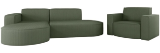 Sofa Set 2-teilig Sessel und Ecksofa PALMA XS Stoff Scala Forest Ottomane Links