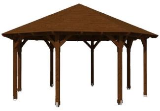 SKANHOLZ Pavillon, Zeltdach, achteckig, BxT: 557x557 cm nussbaum Gartenpavillon 4018211008506