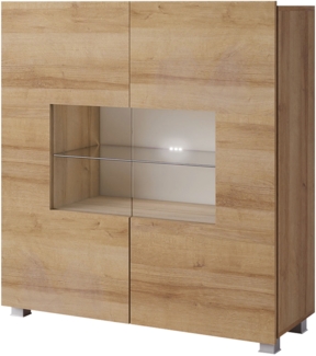 Kommode Calabrini BR01 (Farbe: Eiche Gold, mit weißer LED Beleuchtung)