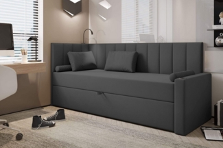 TRADA Boxspringbett TOKIO - Bett mit Lampe, Getränkehalter, USB-C (Bett + Matratze), Mit seitlichem Bettkasten, Lampe, USB-C & Getränkehalter