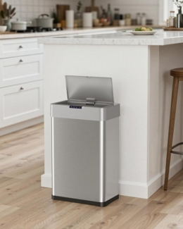 TLGREEN Mülleimer Sensor Mülleimer mit Klemmring für Müllbeutel, Automatisch berührungslos Abfalleimer aus Edelstahl