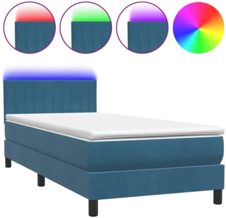 vidaXL Boxspringbett mit Matratze Dunkelblau 80x220 cm Samt 3317101
