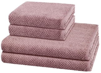 Cawö Pure 4 tlg. Frottier-Set - 2 X Handtuch (50 X 100cm), 2 X Duschtuch (80 X 150cm) - 494 g/m2 - Vintage rose