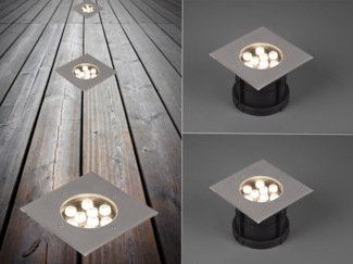 LED Bodeneinbauspot eckig 2er Set Edelstahl 16cm IP65 Bodenstrahler für Einfahrt