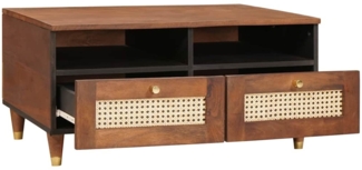 Couchtisch, Sofatisch mit Schubladen 80 x 54 x 40 cm Massivholz Mango