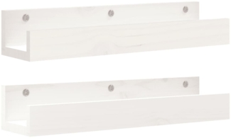 vidaXL Wandregale 2 Stk. Weiß 50x12x9 cm Massivholz Kiefer 823585