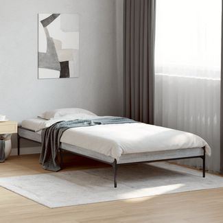 vidaXL Bettgestell Grau Sonoma 90x200 cm Holzwerkstoff und Metall 845034
