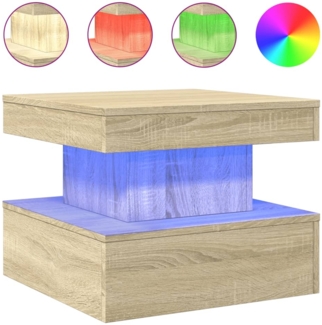 Couchtisch, Sofatisch mit LED-Leuchten Sonoma-Eiche 50x50x40 cm
