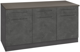 KOCHSTATION Unterschrank KS-Tulsa 150 cm breit, 3 Schubkästen, 3 Türen, auch als Sideboard verwendbar