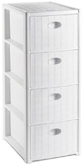 Kreher Rollcontainer mit 4 Schüben im Rattan Design (Schmale) (Farbe wählbar)