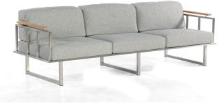 Sonnenpartner 3-Sitzer Lounge-Sofa Lotus Edelstahl mit Teakholz Loungesofa