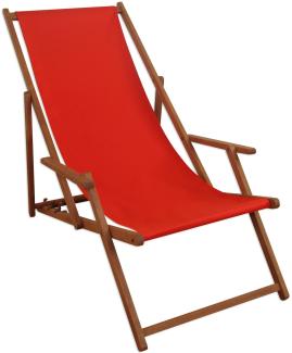 Liegestuhl rot Sonnenliege Gartenliege Holz Deckchair Strandstuhl Massivholz Gartenmöbel 10-308