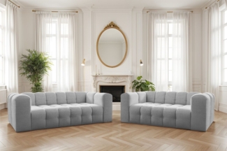 Sofaset Designersofa SOLVIE 3-4 in Stoff Moly Hellgrau