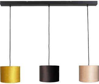 Pendelleuchte Venus 3-flammig Samt Sand/Gelb/Schwarz 100x20 cm