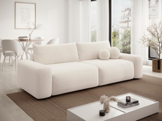 Vente-unique - Sofa mit Schlaffunktion 4-Sitzer - Strukturstoff - Cremefarben - DAVISO