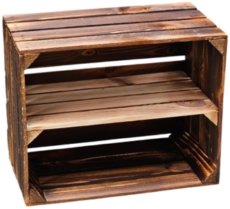 Holzkiste Regal mit Ablage Lang 50 x 40 x 30cm Geflammt