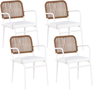 Set mit 4 Stühlen und Sitzkissen TACENO Metall Weiß