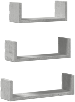 vidaXL Wandregal 3 Stk. Betongrau Holzwerkstoff 853311