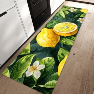 Primedeco Teppich Küchenteppich Zitronenmuster PVC rutschfest abwaschbar Läufer, Rechteckig, Höhe: 3 mm, Pflegeleicht & Wasserabweisend