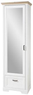 Garderobenschrank Jena / Jasmin , Holzwerkstoff , Weiß, Verspiegelt , 65 x 204 x 41 cm