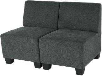 Modular 2-Sitzer Sofa Couch Lyon, Stoff/Textil ~ anthrazit-grau, ohne Armlehnen