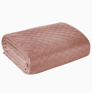 Design91 Tagesdecke LUIZ, Gesteppte Decke Zweiseitig Moderner Bettüberwurf Velours