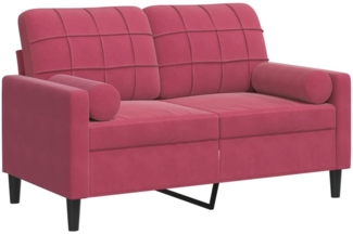 vidaXL 2-Sitzer-Sofa mit Zierkissen Weinrot 120 cm Samt 3278213
