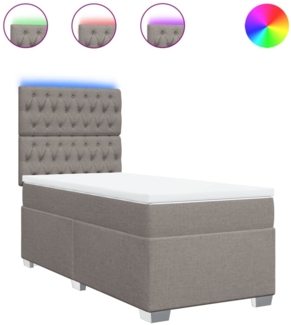 vidaXL Boxspringbett mit Matratze Taupe 90x200 cm Stoff 3292682