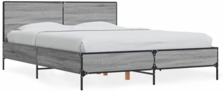 vidaXL Bettgestell Grau Sonoma 120x190 cm Holzwerkstoff und Metall 3280025
