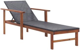 vidaXL Sonnenliege Poly Rattan und Massivholz Akazie Schwarz 48706