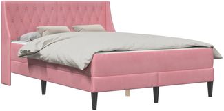 vidaXL Bettgestell mit Matratze mit Matratze Rosa 180 x 200 cm Samt 3414816