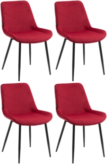 DELUKE® 4er Set Esszimmerstühle WIKIL Samt - 80x51x60cm, rot, Samt Metall matt schwarz Gestell Stühle Esszimmerstühle Stuhl Esszimmer Esstisch Stühle Küchenstuhl