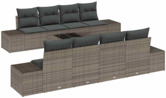 vidaXL Garten-Sofa-Set mit Kissen mit Kissen 7 pcs Grau Poly-Rattan 3346989