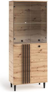 Vitrine Glasvitrine Livia 80 x 40 x 196 cm Artisan Eiche schwarz