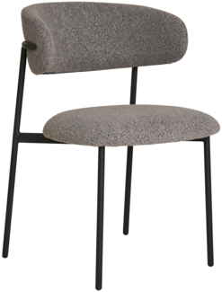 Esszimmerstuhl, Bouclé, hellgrau, schwarze Beine, HN1268