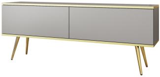 MOEBLO TV-Board DAYN NEW (Lowboard Fernsehtisch TV Bank TV Tisch Fernseher Tisch TV Möbel, goldene/schwarze Metallbeine), 135/175x30x32