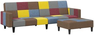 vidaXL Schlafsofa 2-Sitzer mit Fußhocker Patchwork Stoff 3258122