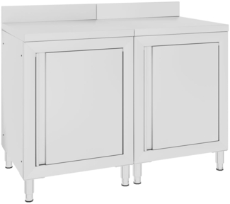 DELUKE® Edelstahl Arbeitsschrank mit Aufkantung LEDO 120x60x96cm, Mit Staufach, Edelstahl Gastro-Arbeitstisch Arbeitsfläche Gastro-Küchenschrank