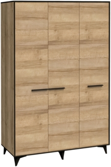 AX LIVING Kleiderschrank Fabriani S3D 3 türig Schrank Eiche Riviera