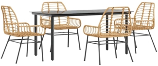 vidaXL 5-teiliges Garten-Esszimmerset Braunes Polyrattanglas 3334544