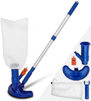 tillvex Pool Bodensauger Set | Poolsauger mit Saugbürste Teleskopstange Auffangsack Gartenschlauch-Anschluss Sauger | Venturibodensauger Reinigungsbürste