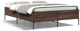 vidaXL Bettgestell Braun Eichen-Optik 120x190 cm Holzwerkstoff Metall 3279821