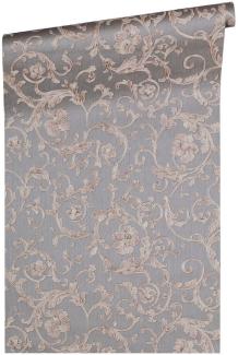 Versace Designer Barock Vliestapete Butterfly Barocco 343265 Grau / Silber - Design Tapete - Luxus Tapete